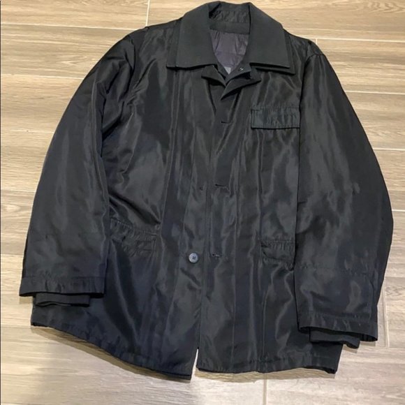 Versace Jean Couture Men Solid Black Layered Short Trench Coat Jacket Size XXL